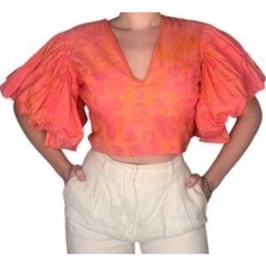 Sika Anya Bustier Cotton Crop Top in Pink & Orange NWOT Size 12